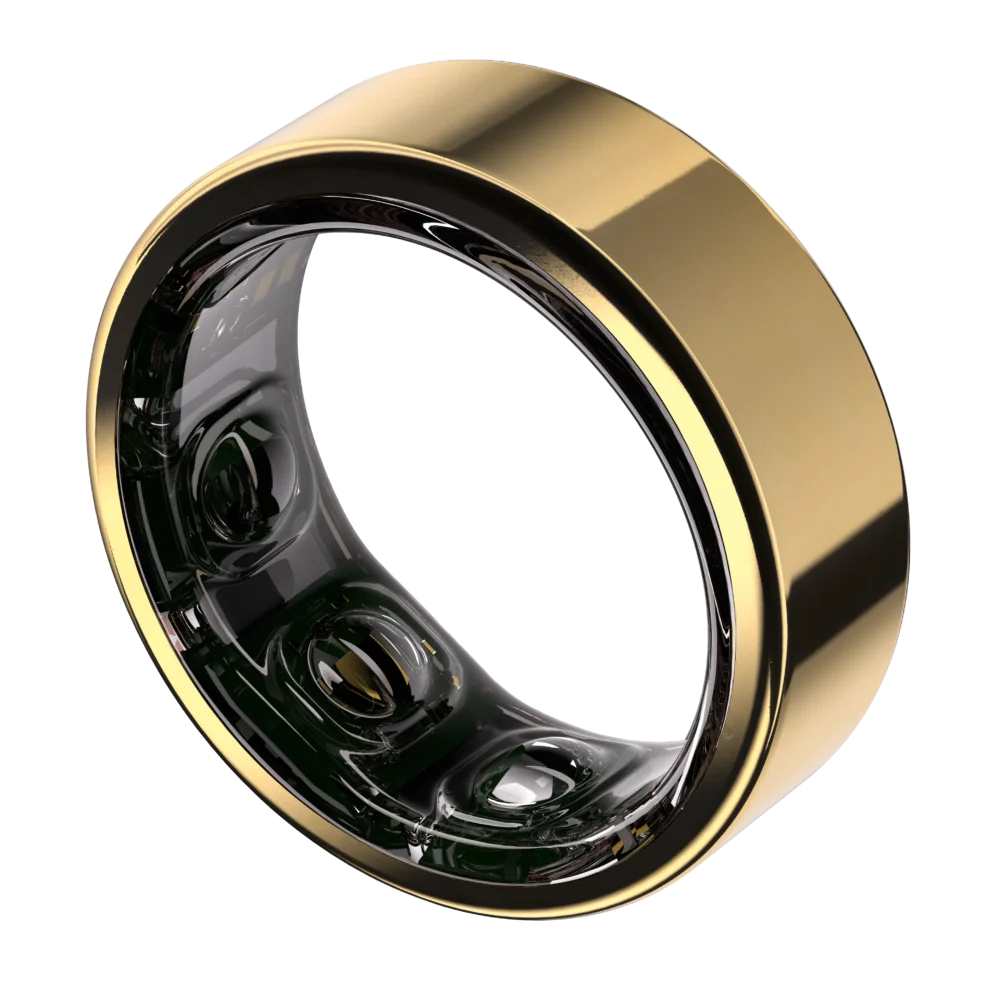CUDIS fitness ring in gold showing internal sensors