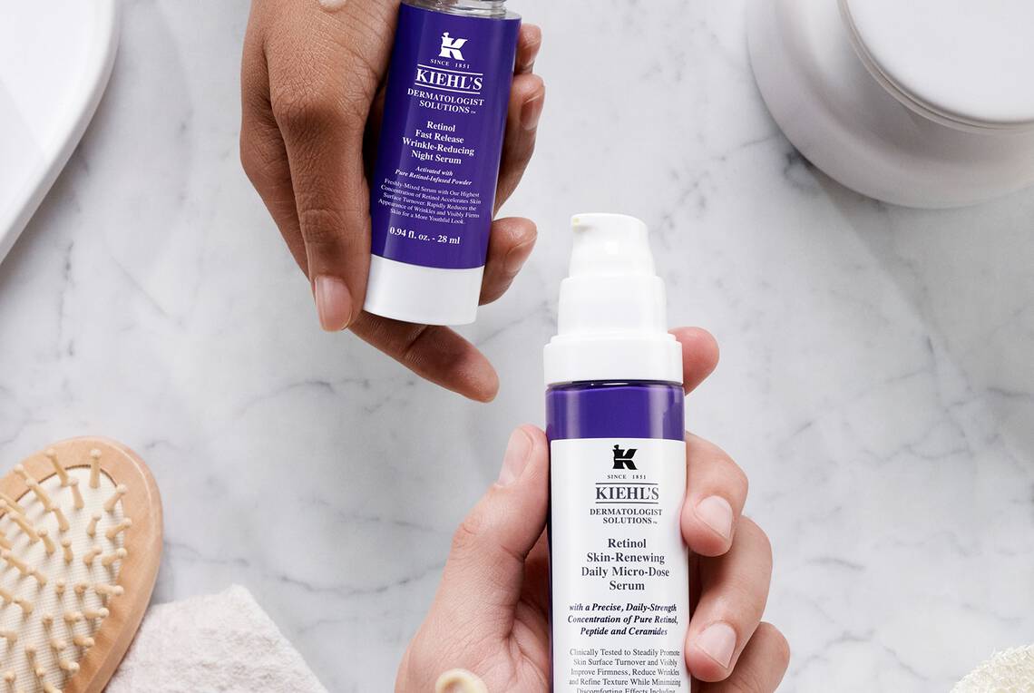 Kiehl's skincare range with retinol products