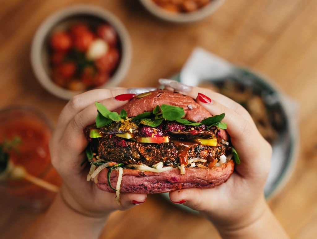 Burger and fries served at Ku De Ta