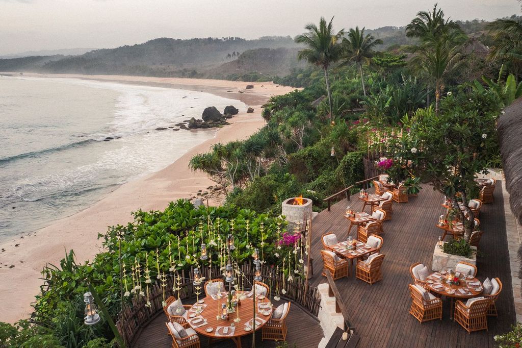 Cliffside dining terrace at Nihi Sumba