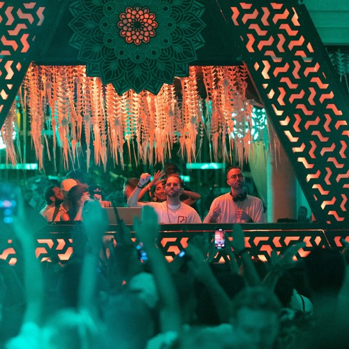 Savaya DJ booth and event space at sunset